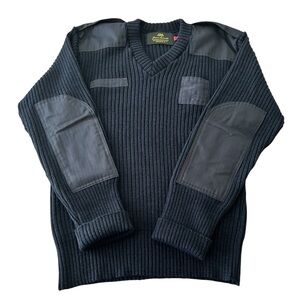 Jimmie Muscatello’s Commando V-neck Uniform Sweater 100% Wool Dark Navy size XL